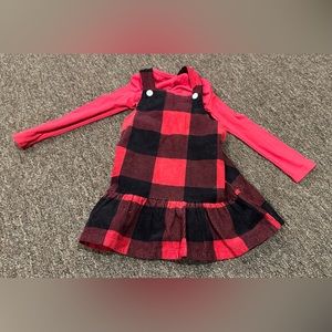 EUC Children’s Place 2pc Dress Set Black Red long sleeve tee girl’s 2T